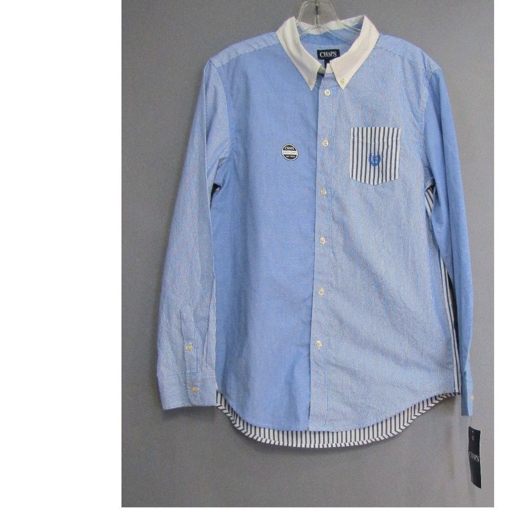 🌺 HP🌺 NEW Chaps Blue Striped Blue Shirt XL 18-20